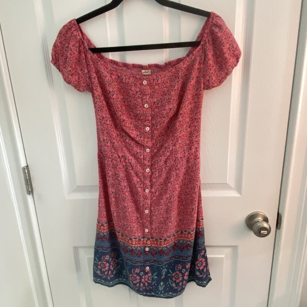 HOLLISTER Womens Dress Small Floral Babydoll Mini Smocked Grunge Y2K Coquette